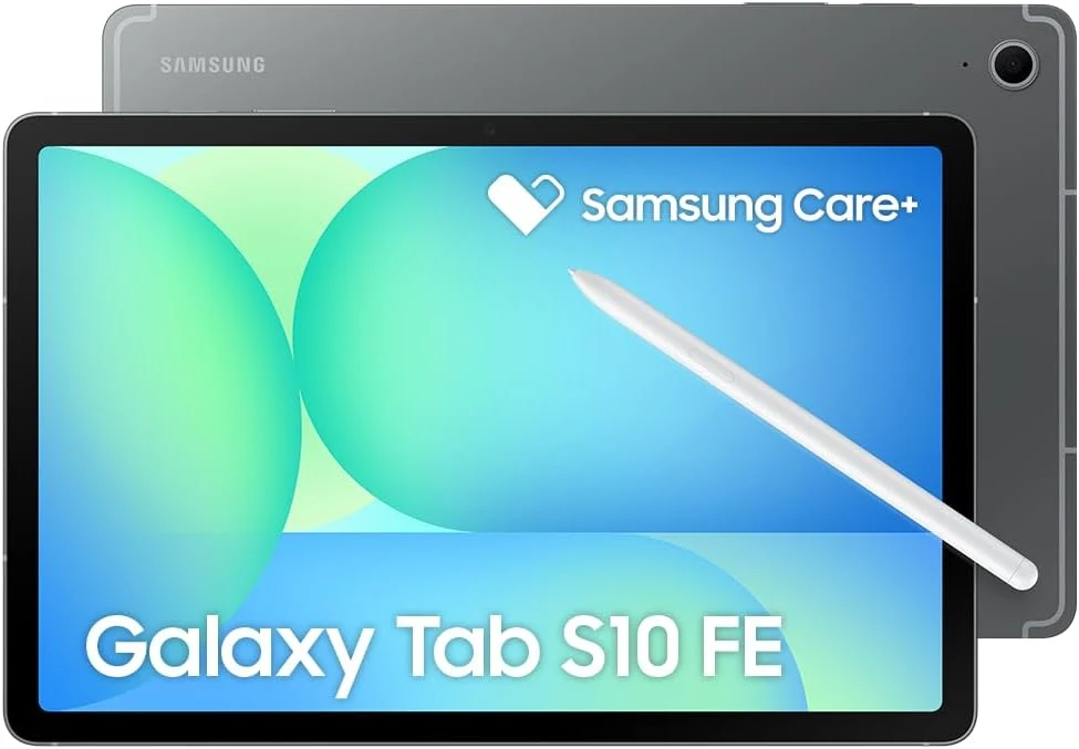 Tablet Samsung Galaxy Tab S10 FE cinza com S Pen para PDFs e estudos