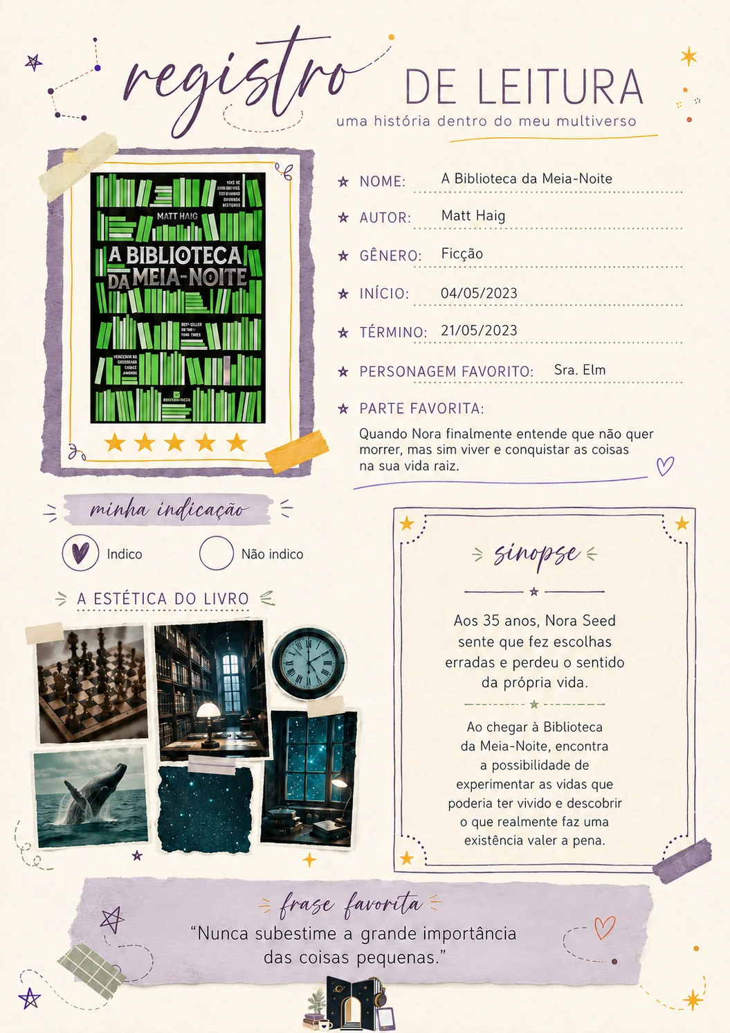 Página ilustrada do mini planner literário Primeira Órbita