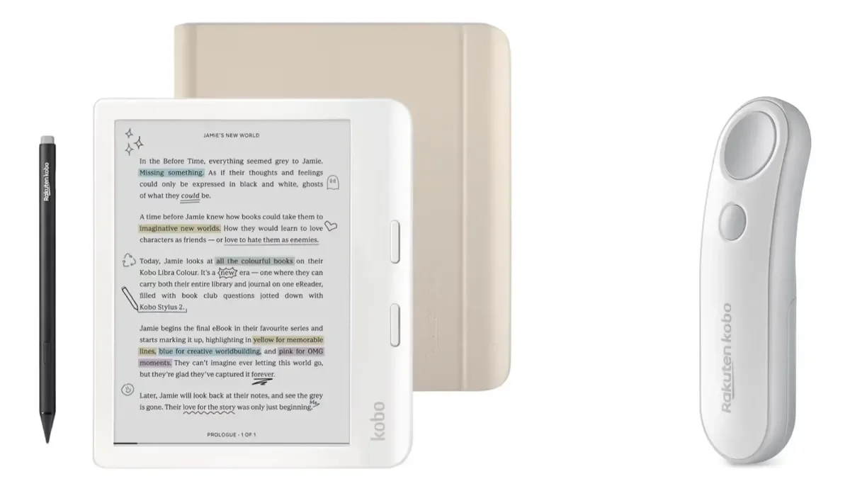 Kobo Libra Colour + Capa + Caneta + Controle Virador Página Branco