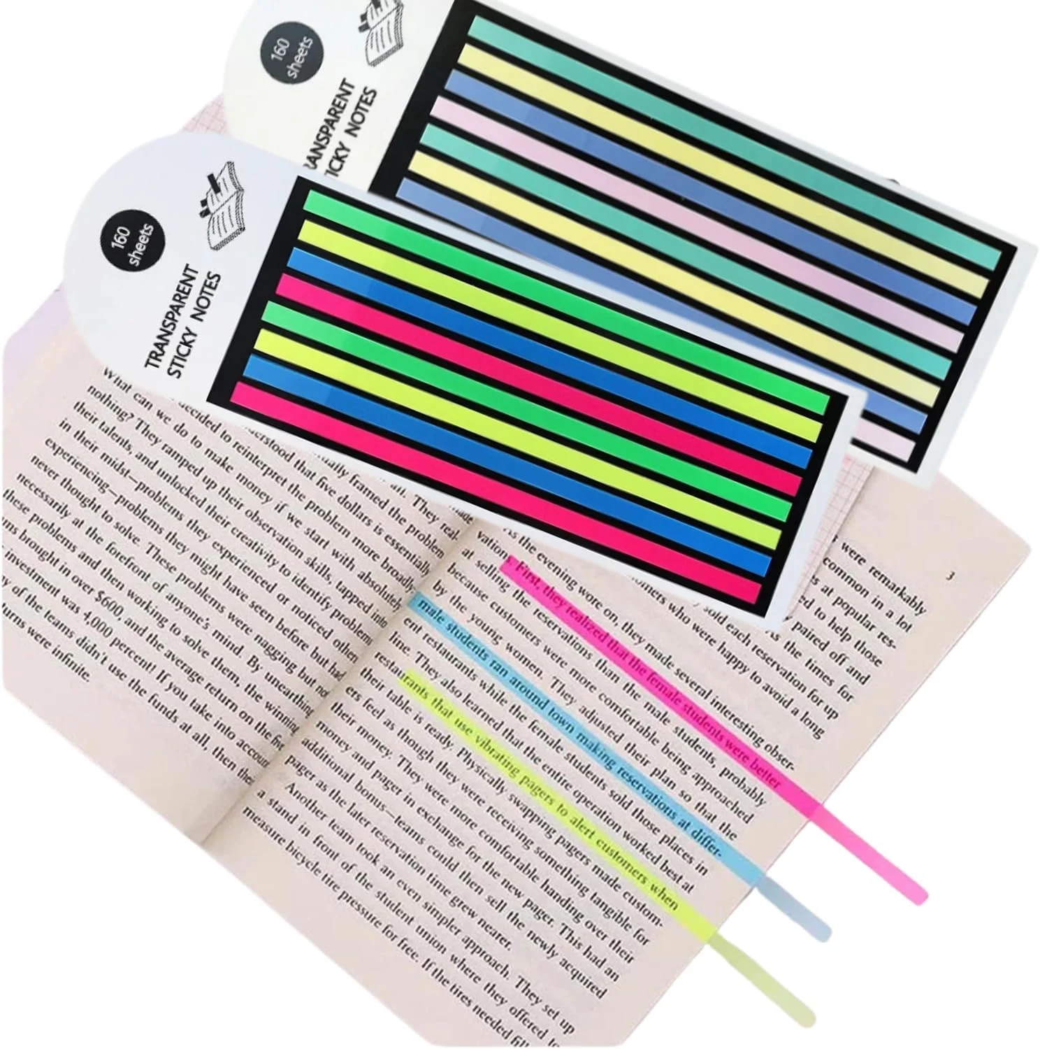 Kit 2 Marcador Adesivo De Linhas, Marca Páginas Colorido, Bloco Adesivo Para Sublinhar Textos, Bíblia, Livro, Fichário, Caderno