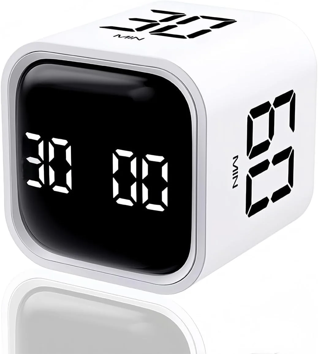 Oferta: Cubo Temporizador Digital Pomodoro 5 10 30 60 Minutos Sensor Gravidade Timer Recarregável para Estudo Foco TDAH Trabalho Cronômetro Manual Regressivo e Progressivo Silencioso com Vibração e LED