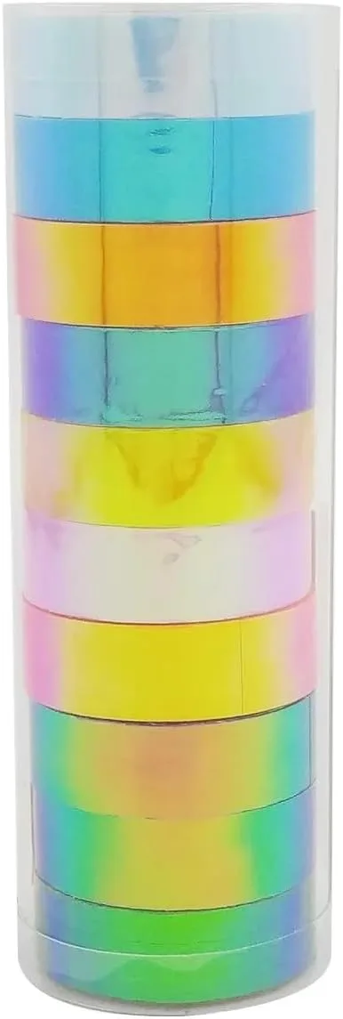 PAPELARIA FOFA JOGO FITAS ADESIVAS HOLOGRAFICA 10 PCS COLOR